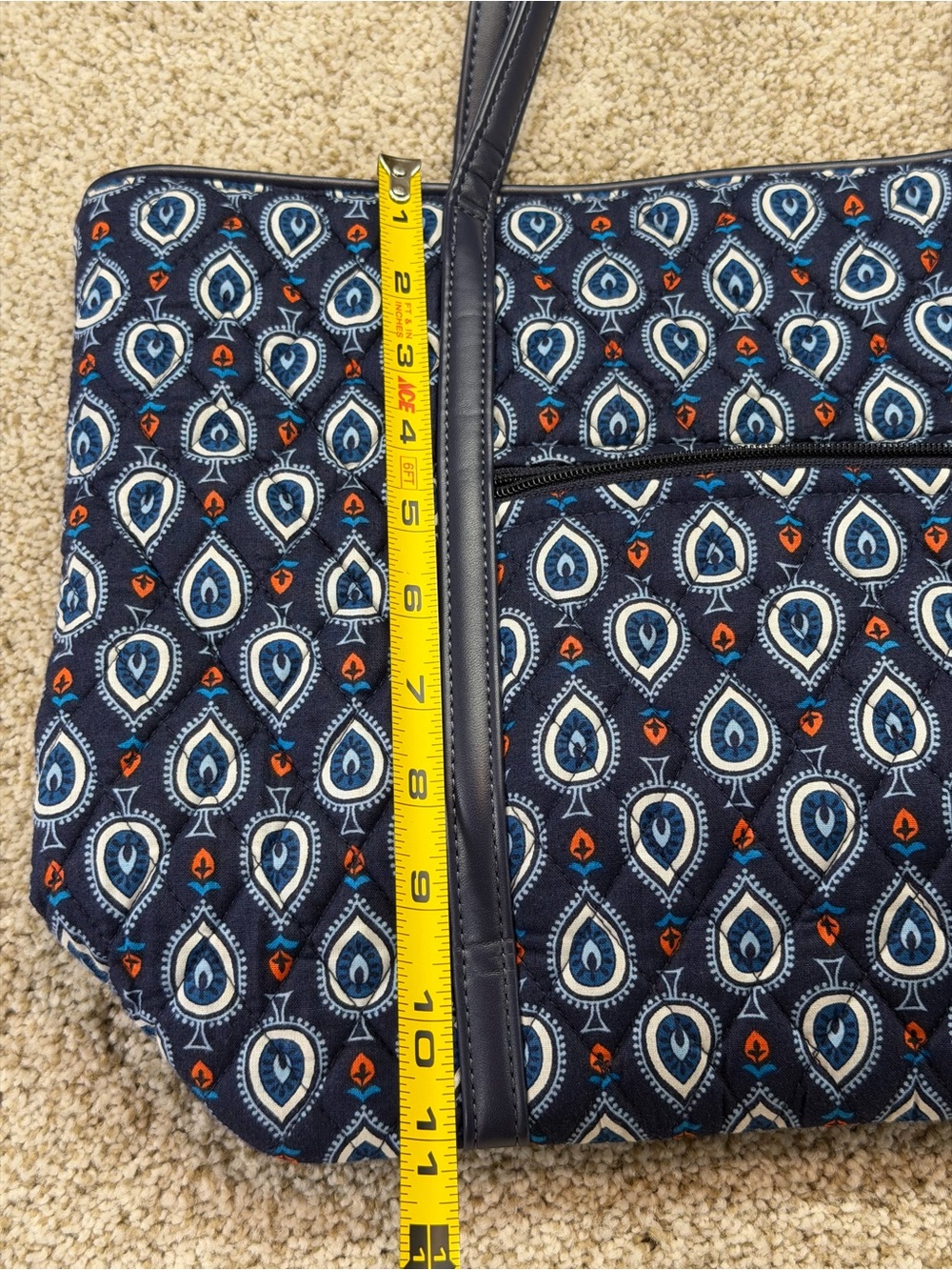 Vera Bradley Trimmed Small Vera Tote Bag in "Marrakesh Motifs" Pattern Blue - Picture 13 of 15